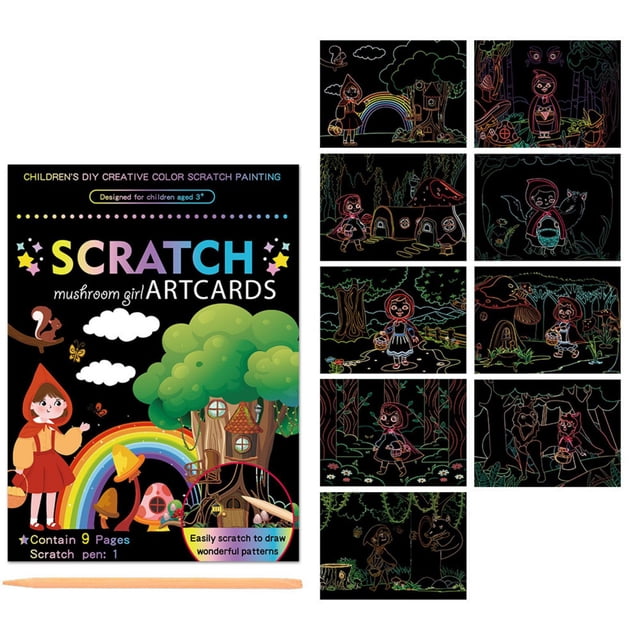 Scratch Paper Art, Colorful Drawing Art Book With 1 Scratch Pen For Birthday Christmas Party Games Kits