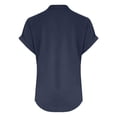 thumbnail image 4 of WEIYLL Womens Tshirt Summer Loose Fit V Neck Curved Hem Flowy Solid Navy Tee Sizes XXL, 4 of 5