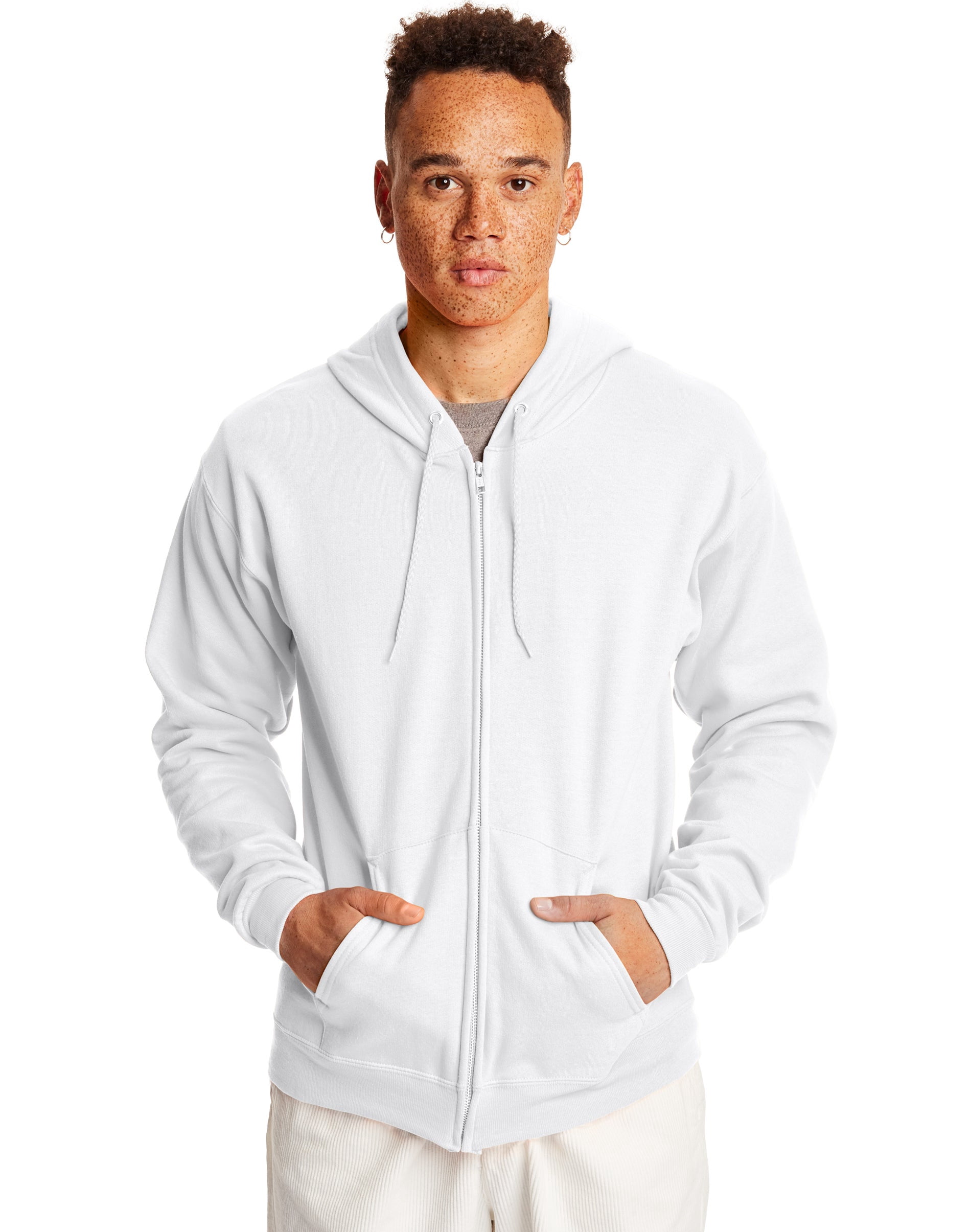 Hanes Mens ComfortBlend EcoSmart Full Zip Hoodie, 3XL, White