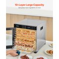 thumbnail image 4 of VEVOR 10 Trays Food Dehydrator Machine Stainless Steel 1000W Jerky Meat Fruit Drying, 4 of 9