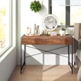 thumbnail image 3 of Costway Computer Desk Metal Frame Study Table Home Office Workstation w/2 Drawers Rustic, 3 of 10