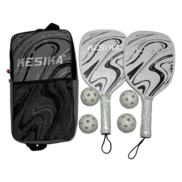 relayinert Pickleball Racket Set 4 Balls and Green Racquets Bag Grip Pickleball Comfort Carry Black 41.5x20.5cm