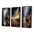 thumbnail image 3 of Designart "Train Misty Morning Painting II" Modern Framed Wall Art Set Of 3 - Yellow Train Frame Gallery Wall Set For Home Decor, 3 of 6