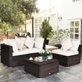 thumbnail image 1 of Gymax Ensemble de Conversation pour Patio en Rotin 4 Pcs Ensemble de Meubles d'Extérieur avec Coussin, 1 of 10