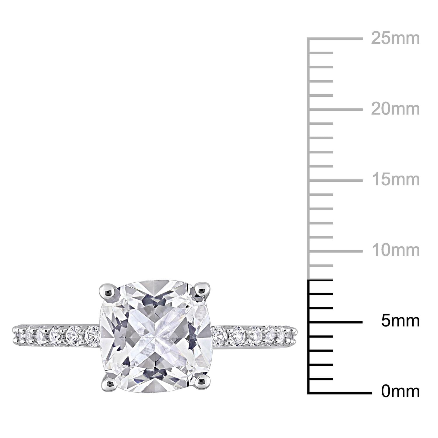 Miabella 3-1/4 Carat T.G.W. Created White Sapphire 10K White Gold Engagement Ring