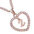 thumbnail image 3 of 26 Letters Z Heart Shape Pendant Necklace Rhinestone rose gold Rose Golden Clavicular Chain Jewelry Couple Gift, 3 of 6
