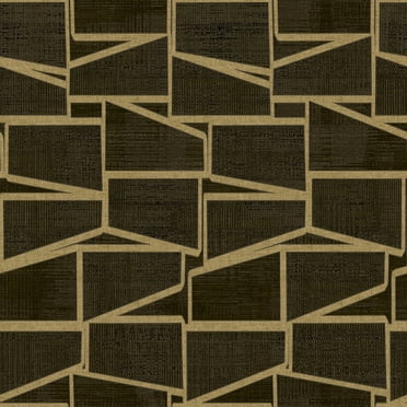 Roommates Studio Black and Gold Carver Geo Peel and Stick Wallpaper 30.75 Sq. ft