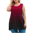 thumbnail image 1 of fatyb Débardeurs pour Femmes Grande Taille Couleur Dégradée Sans Manches Tunique Fluide Décontractée Col Ras du Cou Blouses Amples, 1 of 5
