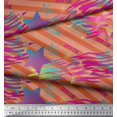 thumbnail image 3 of Soimoi Crepe Silk Fabric Star & Diagonal Stripe Print Fabric by Yard 42 Inch Wide, 3 of 3