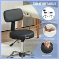 thumbnail image 4 of HOMCOM Adjustable Rolling Stool with Backrest, Faux Leather Stool Chair, 4 of 10