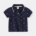 thumbnail image 2 of Toddler Boys T-Shirts Summer Solid Short Sleeve Cute Cartoon Print Button Tee Blouse Spring Shirts For Boy 2-3T, 2 of 7
