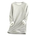 thumbnail image 1 of Chandail en Molleton Doublé Sherpa en Polaire pour Femmes, Chandail Chaud d'Hiver, Col Rond, Automne, Tunique de Détente, Rouge Melon D\'eau 2TG, 1 of 7