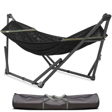 Tranquillo Uniki Support de Hamac Pliable, Hamac et Support de Camping Pliants, Support de Hamac Double Capacité de 550 Lb pour 2 Personnes, Hamac Pliant Robuste pour Intérieur Extérieur, Assemblage Rapide, Noir