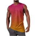 thumbnail image 2 of Sentmoon Débardeur pour Homme Été Sans Manches Col Rond Gilet pour Homme Couleur Dégradée Coupe Décontractée Grande Taille Musculation Évacuation de l'Humidité Chandails pour Homme Vacances pour Tenue de Rue Décontractée Orange TG, 2 of 5