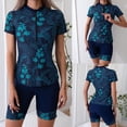 thumbnail image 1 of Lcziwo Womens Short Sleeve Rash Guard Two Piece Zipper Printed Swimsuits Surfing Slimming Bathing Suit with Shorts Navy,XL, 1 of 9