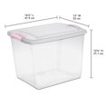 thumbnail image 2 of Sterilite 26 Liter Latch Box, Small Clear Plastic Storage Bin with Lid - Pink Latch, 2 of 5