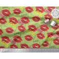 thumbnail image 3 of Soimoi Green Poly Georgette Fabric Text,Lips & Heart Fabric Prints By Yard 52 Inch Wide, 3 of 3