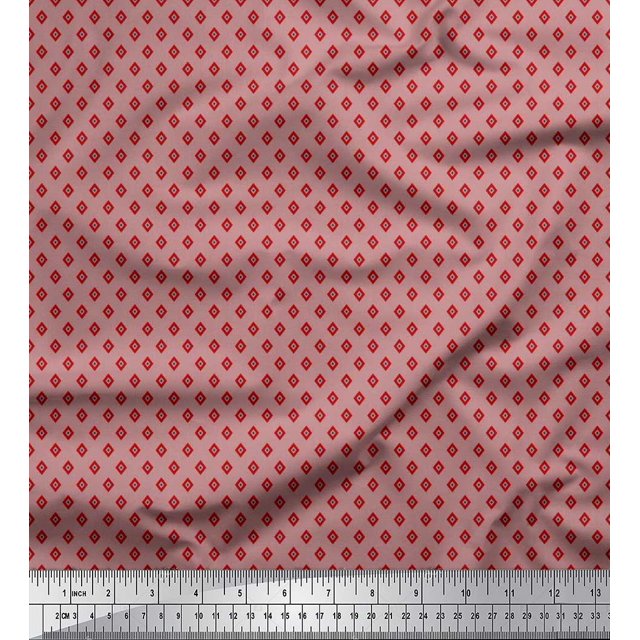 Soimoi Cotton Poplin Fabric Diamond Shirting Printed Fabric 1 Yard 42 Inch Wide