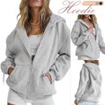 thumbnail image 2 of CAROOTU Front Open Hoodies with Pocket Thick Zipper Sweatshirt Drawstring Hood, 2 of 7