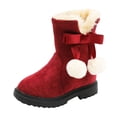 thumbnail image 1 of Gubotare Winter Boots for Boys Girls Boys Boots Kids Winter Ankle Faux Fur Lined Snow Shoes Fuzzy Classic Kid's Low Boot for Toddler/Little Kid/Big Kid Size 11.5 (Red,Little Kids 11.5), 1 of 5
