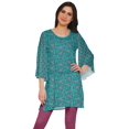 thumbnail image 1 of Moomaya Kurtis Courtes en Poly-Crêpe pour Femmes, Robe à Manches Kimono Imprimée, Haut Indien, 1 of 5