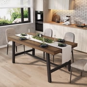 Yiwa Large 62.99" Industrial Dining Table, Rustic Wooden Top & Heavy-Duty Black Metal Legs for Kitchen, Dining Room & Patio