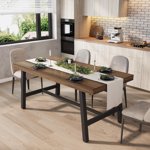 63" Industrial Dining Table for 4-6 People, Large Rectangular Kitchen Table with Heavy Duty Metal Frame, Rustic Counter for Dinner, Kitchen, Dining Room (Table Only)