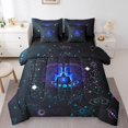 thumbnail image 1 of YST Trippy Cosmos Comforter Set, Celestial Bedding 7-Piece, Full, Neon Blue Nebula, Psychedelic Galaxy Patterns, 1 of 4