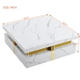 thumbnail image 2 of Table Basse Moderne Blanche Carrée de 33,5 Pouces avec 4 Tiroirs, Rangement, Multiples Tables d'Appoint, Table Utilitaire pour Salon, 2 of 9