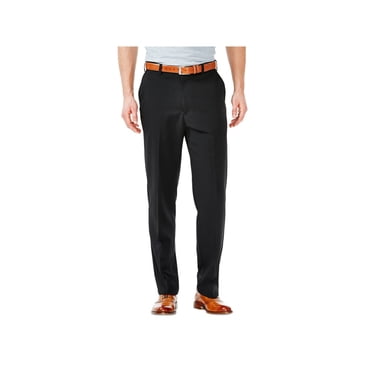 Haggar Hommes Haggar Hommes Cool 18 Coupe Classique Taille Dissimulée Extensible Pantalon, Noir, 38x34