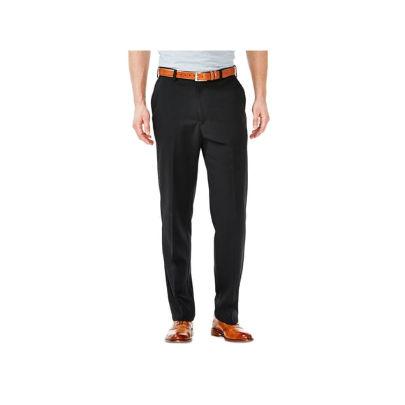 Haggar mens Haggar Men's Cool 18 Classic Fit Hidden Expandable Waist Pant , Black, 36x29