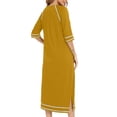 thumbnail image 4 of MeetoTime Robe pour Femmes à Fermeture Éclair devant, Robe de Maison, Chemise de Nuit à Manches 3/4, Longueur Complète, Tenue de Détente pour Dames avec Poches, 4 of 6