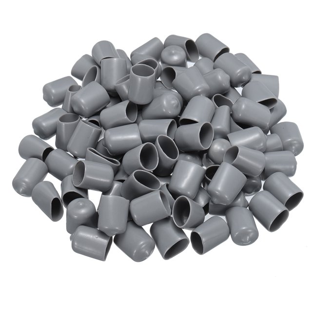 Unique Bargains 100pcs Embouts en Caoutchouc 16mm (5/8 ') Vinyle PVC Rond Bouchon Bouchon Couvercle Filetage Protecteurs Gris