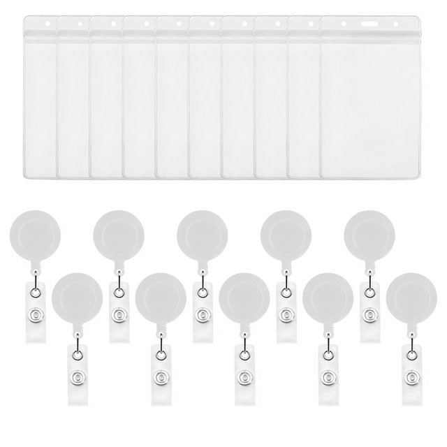 MUKA Lot de 50 Badges Rétractables de Couleur Unie avec Style Vertical Porte-Cartes d'Identité Transparent