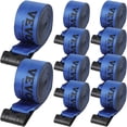 thumbnail image 1 of VEVOR Sangles de Treuil, 4 Pouces x 30 Pieds, Capacité de Charge de 6000 Lb, Résistance à la Rupture de 18000 Lb, Sangles de Camion avec Crochet Plat, Attaches de Plate-Bande pour Contrôle du Chargement, Bleu (Lot de 10), 1 of 9