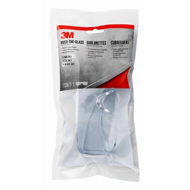 Lunettes de protection portées par-dessus les lunettes d’ordonnance 47110H1-DC 3M(MC), monture transparente, verres transparents