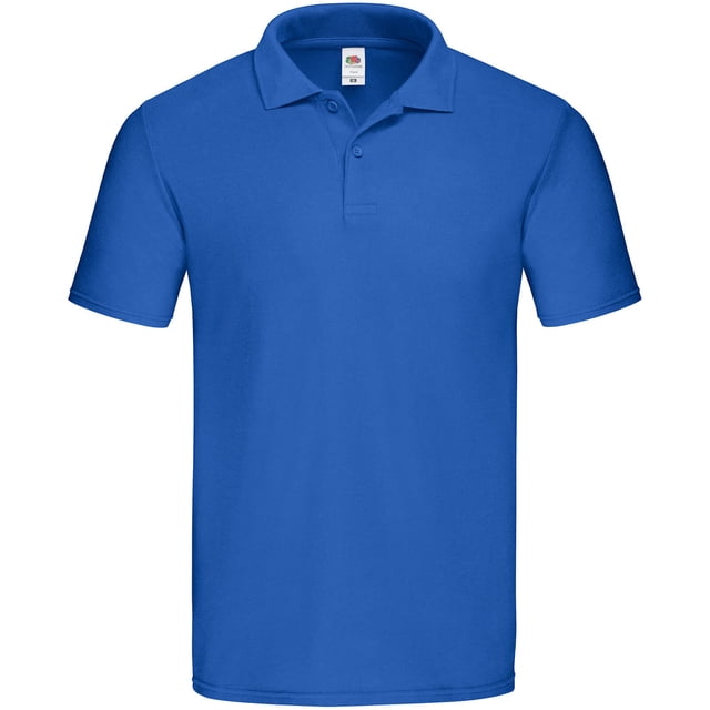 Fruit Of The Loom Polo Original pour Hommes en Bleu royal Uni, Fabriqué en 100 % Coton à Coupe Classique. Comprend un Col, des Manches Courtes, une Patte de Boutonnage à Deux Boutons avec Boutons Teinture sur Nœuds, des Coutures Latérales et une Étiquette Amovible. Certifié selon la Norme Oeko-Tex 100 et les Normes de Sécurité pour Enveloppes.