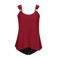 thumbnail image 4 of Flowy Ruffle Tankini Swimsuits for Women Beach Summer 2 Piece High Waist Bathing Suits Pool Modest Swimwear Wine, XL, 4 of 7