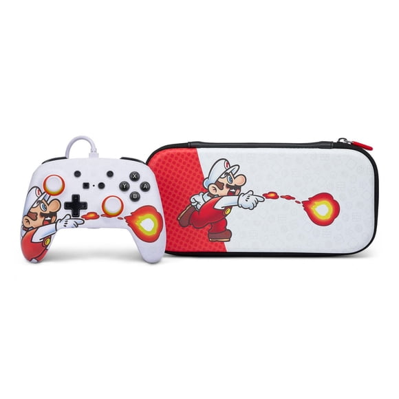 PowerA Enhanced Wired Controller and Slim Case for Nintendo Switch — Mario Fireball