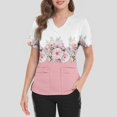 thumbnail image 4 of Ktyne Tuniques Médicales pour Femmes à Col en V, Hauts de Sarrau à Manches Courtes Extensibles, Blouse d'Infirmière Décontractée avec Poches, Rose, TTG, 4 of 4
