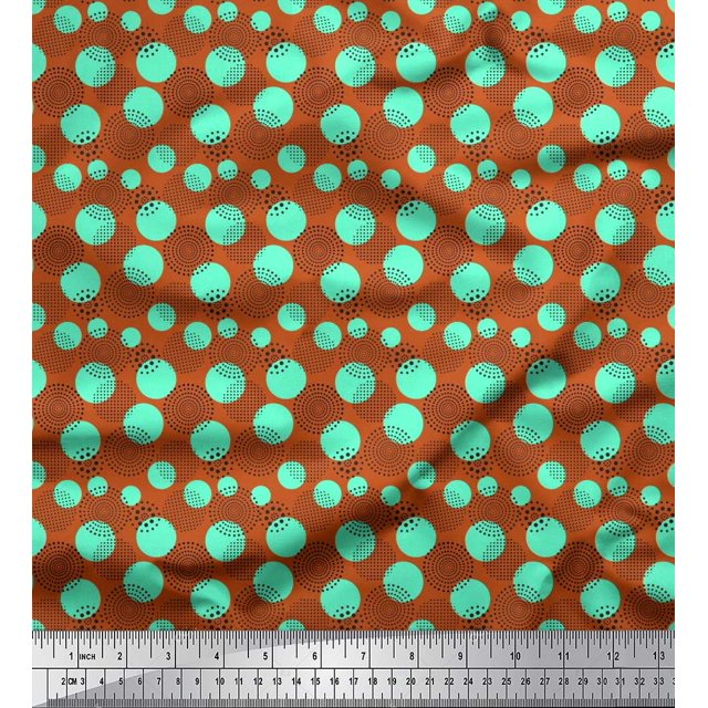 Soimoi Silk Fabric Dots Small Printed Fabric 1 Yard 42 Inch Wide