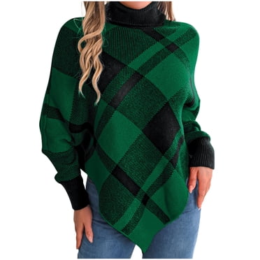 Pisexur Chandail de Noël pour Femme, Mode, à Blocs de Couleur, Col Roulé de Noël, Automne, Ourlet Irrégulier, Chandail de Noël Laid, Décontracté, Manches Longues, Chandail à Enfiler