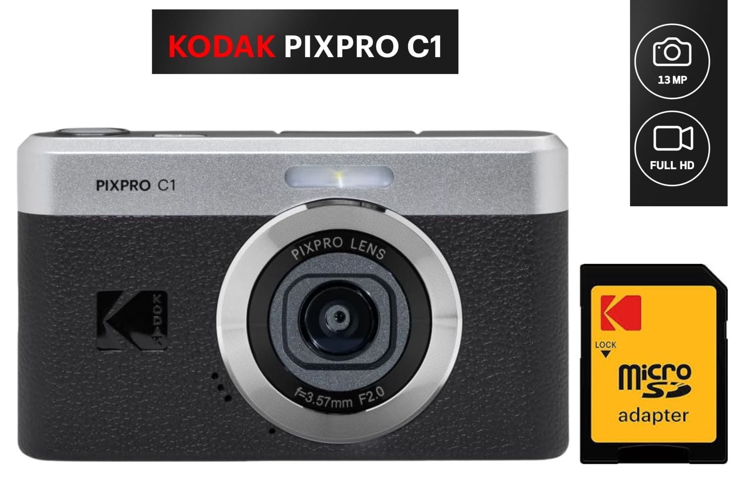 Kodak PIXPRO C1 本体のみ Kodak PIXPRO C1 Compact Digital Camera (BLACK) with 4X Zoom, 13MP