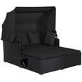thumbnail image 2 of Costway Patio Rattan Daybed Lounge Retractable Top Canopy Side Tables Cushions Black, 2 of 10