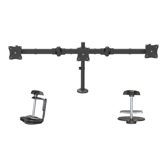 StarTech.com Desk Mount Triple Monitor Arm, Ergonomic VESA 3 Monitor Mount up to 27", Articulating & Height Adjustable Pole Mount, Tilt/Swivel/Rotate LCD/LED Screen, Desk Clamp/Grommet - Monitor Pole Mount (ARMTRIO) - Adjustable arm - for 3 monitors - solid steel - screen size: 13"-27" - for P/N: DK30CH2DPPD, USB3DOCKH2DP