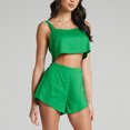 thumbnail image 2 of Womens 2 Piece Outfits Lounge Matching Sets Cotton Linen Shorts Open Back Crop Tops Trendy Clothes Summer Vacation Set, 2 of 7