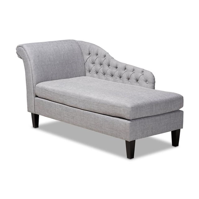 Baxton Studio Chaise Longue Rembourrée Gris Fluorescent à Finition Noire