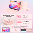 thumbnail image 2 of Exsurf Portable 15,6 Pouces pour la Maison et les Étudiants, Win 11 Pro, 8 Go de RAM 512 Go SSD, Clavier Rétroéclairé, Déverrouillage par Empreinte Digitale, Rose, 2 of 9