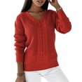 thumbnail image 1 of LUXUR Chandails Tricotés Épais pour Femmes Tricot Chic Chandail Rouge 2TG, 1 of 4