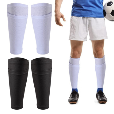 4 Paires Chaussettes de Protection Tibiale de Soccer Respirantes Manchons de Protection Tibiale de Soccer Coussinets Tibiaux Support pour Balle à Botter Course Cyclisme S